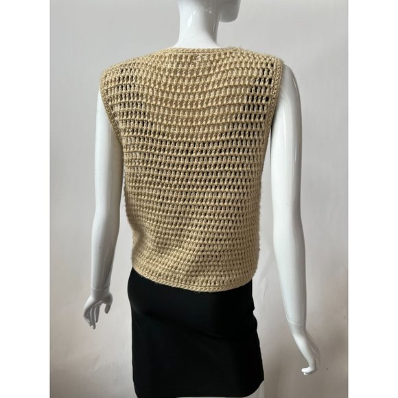 Partners Crochet Vest Size Medium Beige Acrylic - Picture 4 of 13
